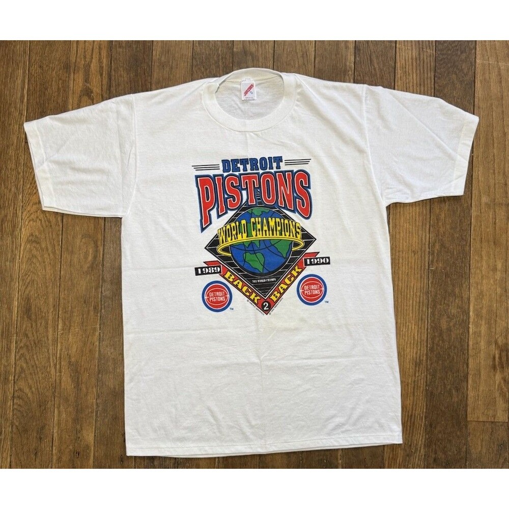 Vintage 1989 1990 Detroit Pistons NBA Champions T-Shirt XL Single Stitch USA